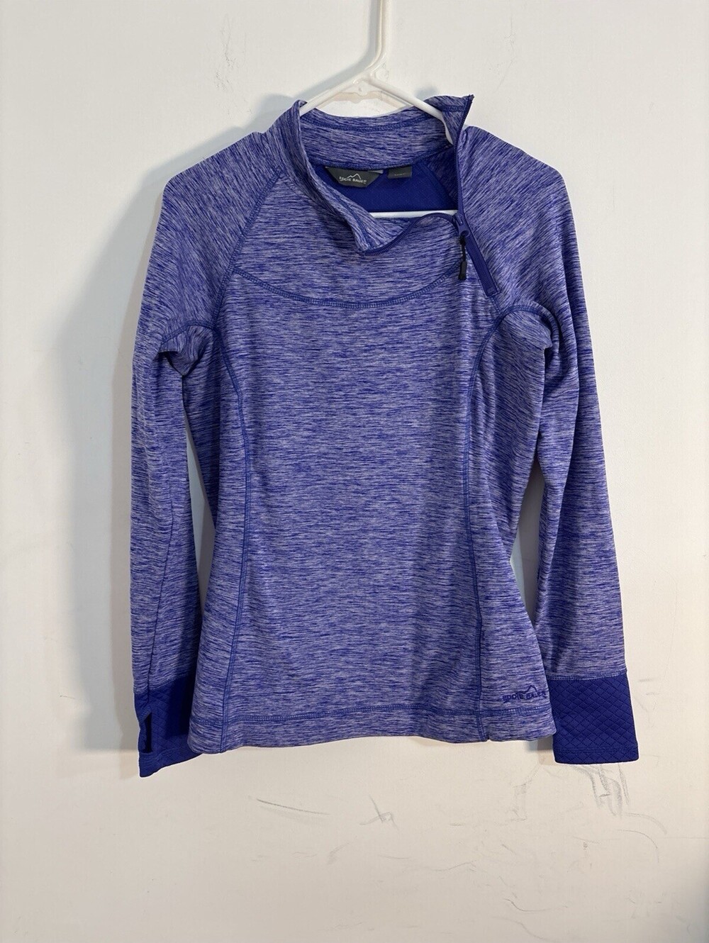 Eddie Bauer 1/4 Quarter Zip Pullover Sweatshirt Top Sz Medium Purple Thumbholes
